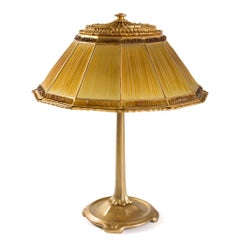 Tiffany Studios New York "Linenfold" Gilt Bronze Table Lamp