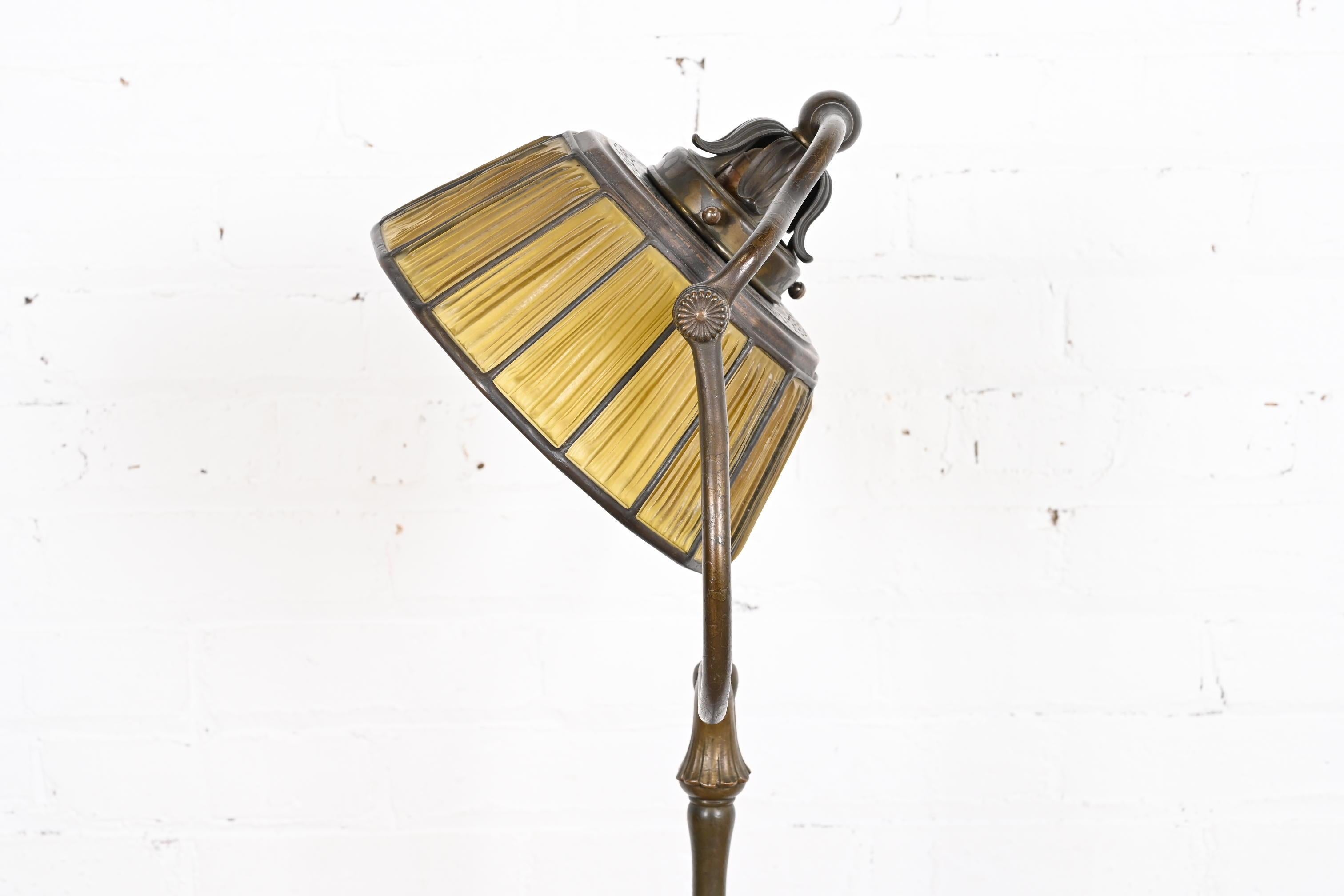 Tiffany Studios New York Linenfold Harp Floor Lamp For Sale 6