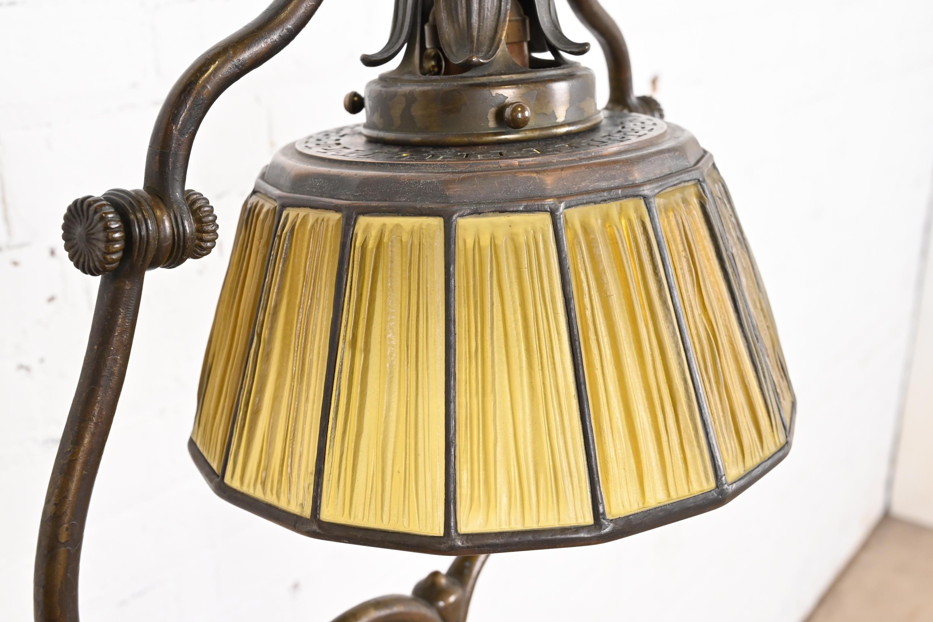 Tiffany Studios New York Linenfold Harp Floor Lamp For Sale 2