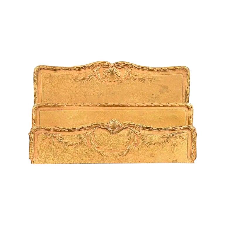 Tiffany Studios New York Louis XVI Bronze Doré Letter Rack For Sale