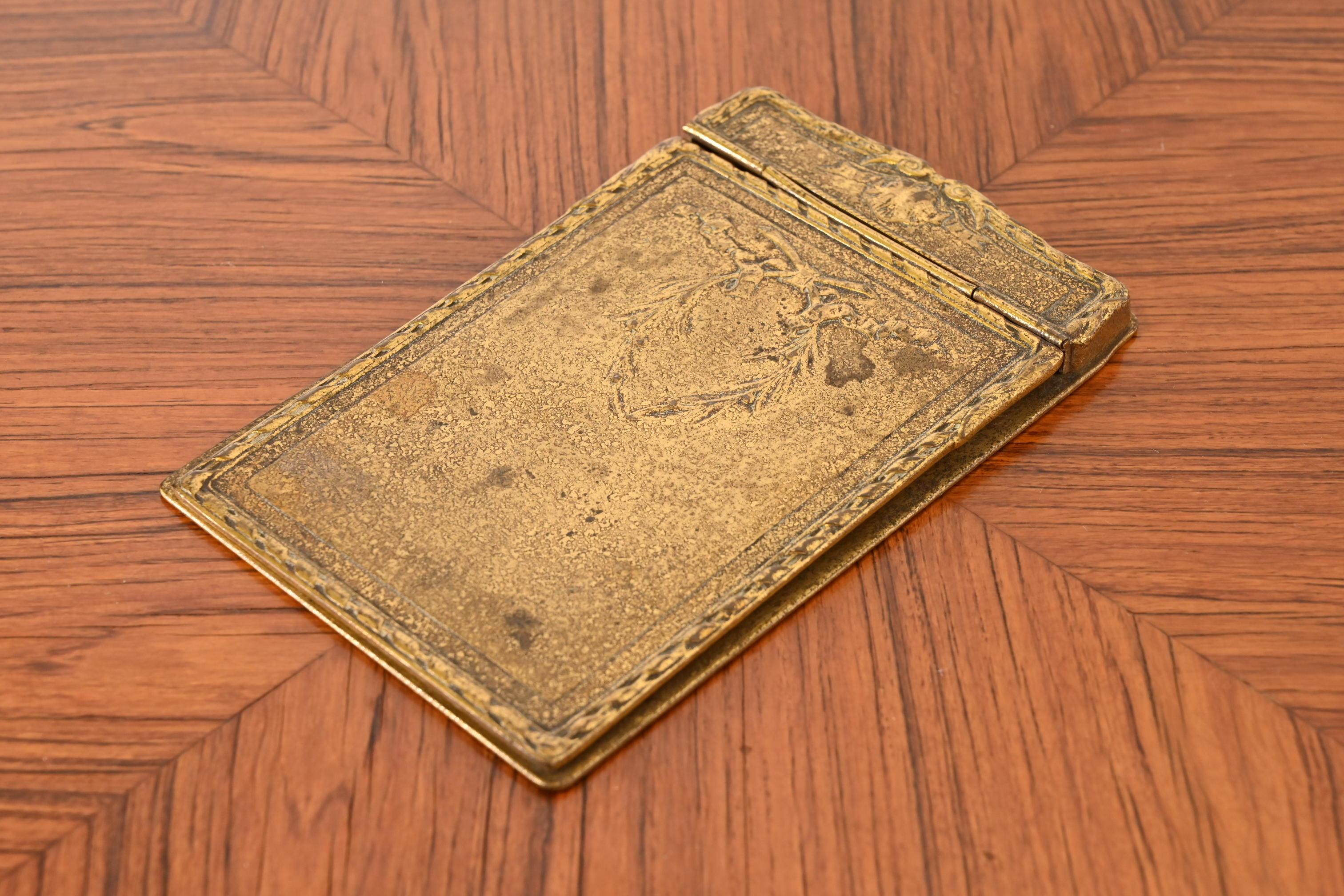 Tiffany Studios New York Louis XVI Gilt Bronze Notepad Holder, Circa 1910 In Good Condition In South Bend, IN