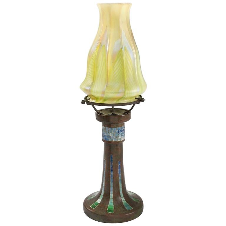 Tiffany Studios New York Mosaic Candle Lamp For Sale
