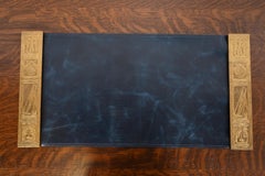 Tiffany Studios New York Nautical Bronze Doré Blotter Ends With Leather Desk Pad