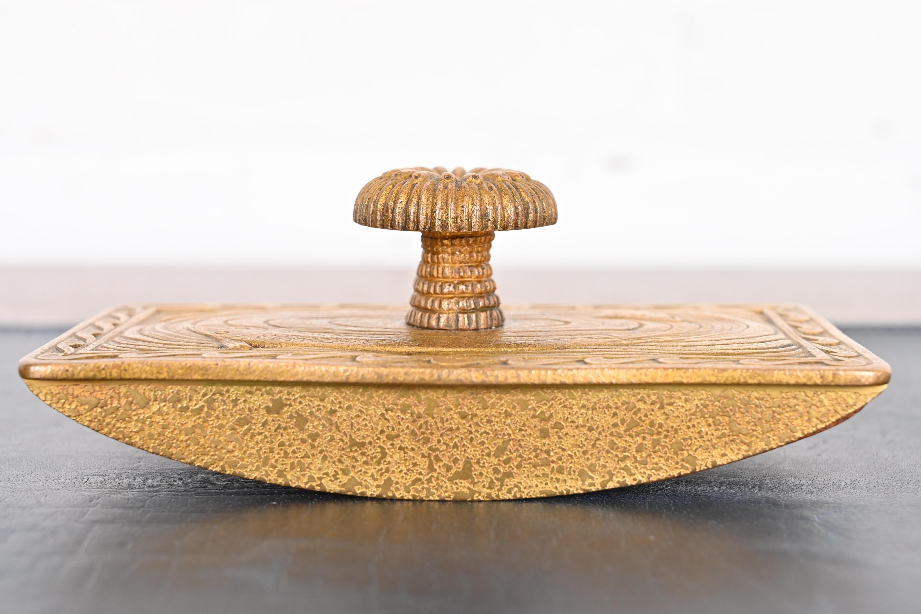 American Tiffany Studios New York Nautical Bronze Doré Rocker Blotter For Sale