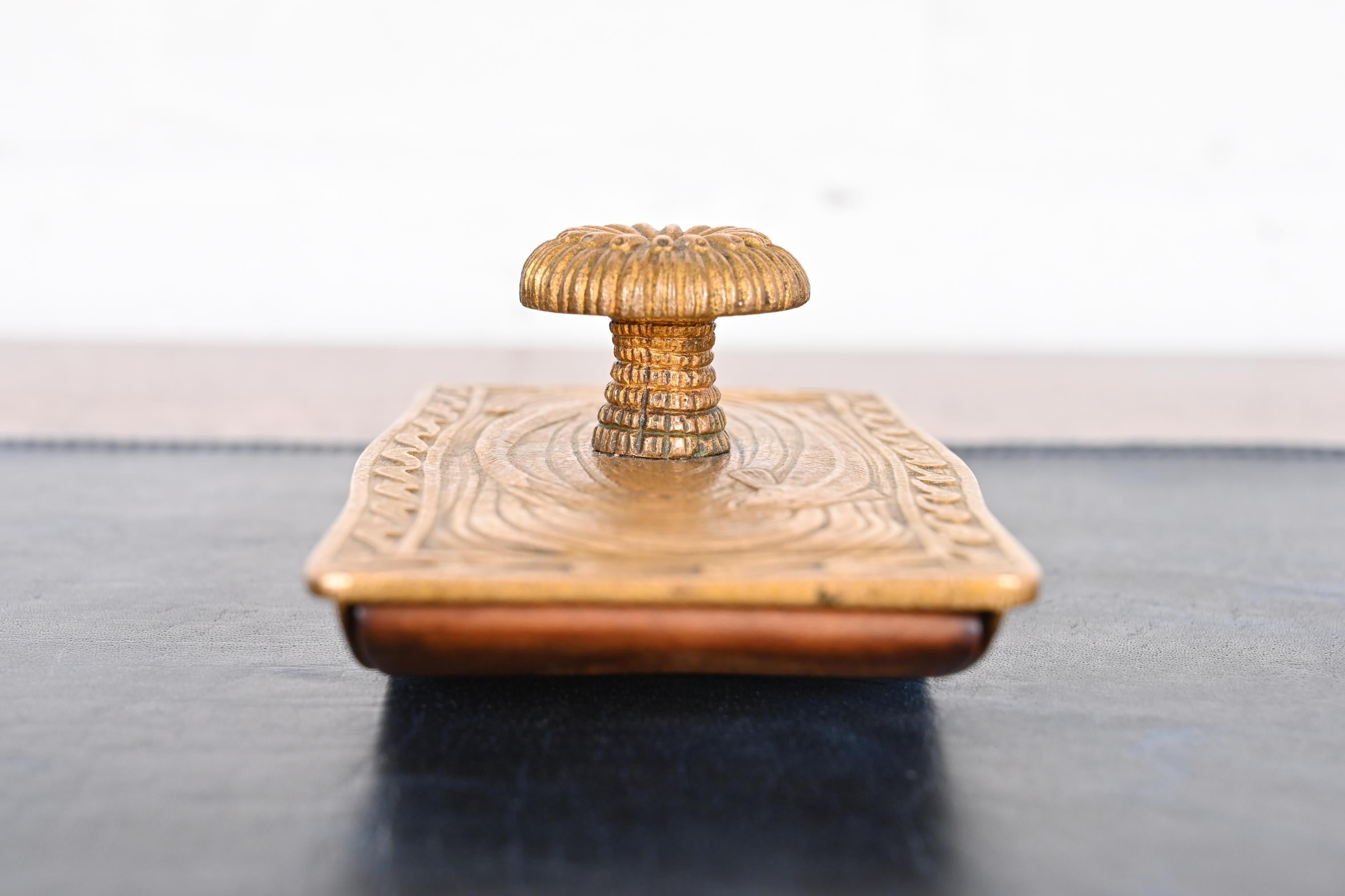 20th Century Tiffany Studios New York Nautical Bronze Doré Rocker Blotter For Sale