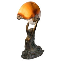 Tiffany Studios New York "Nautilus" Table Lamp With "Mermaid" Base