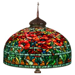 Tiffany Studios New York "Oriental Poppy" Leaded Glass and Bronze Floor Lamp