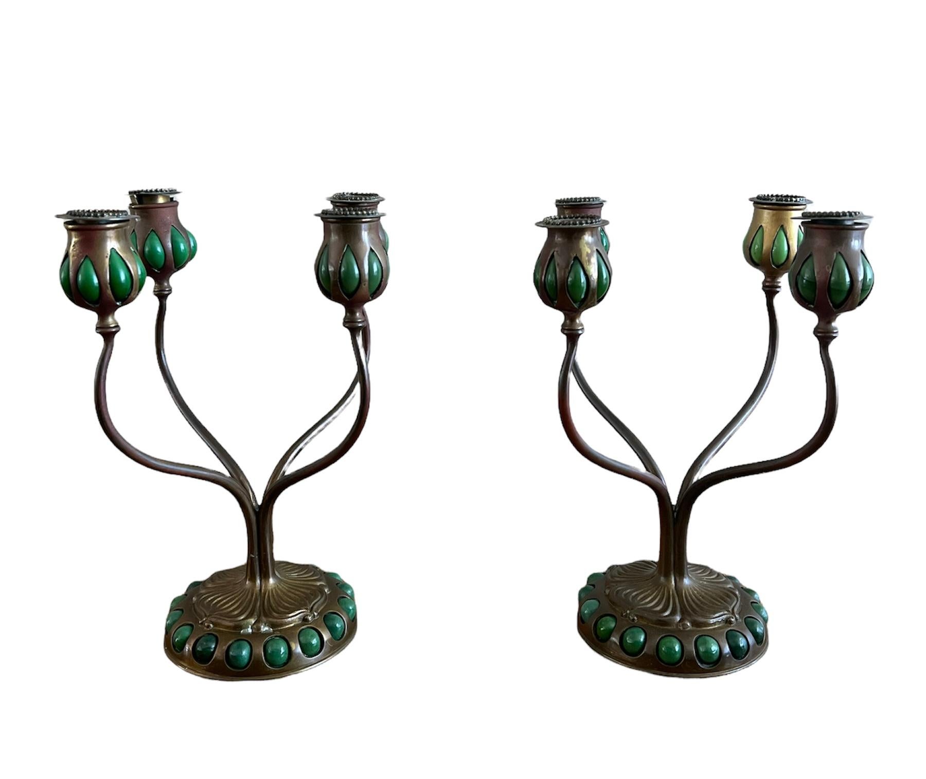 tiffany bronze candlesticks