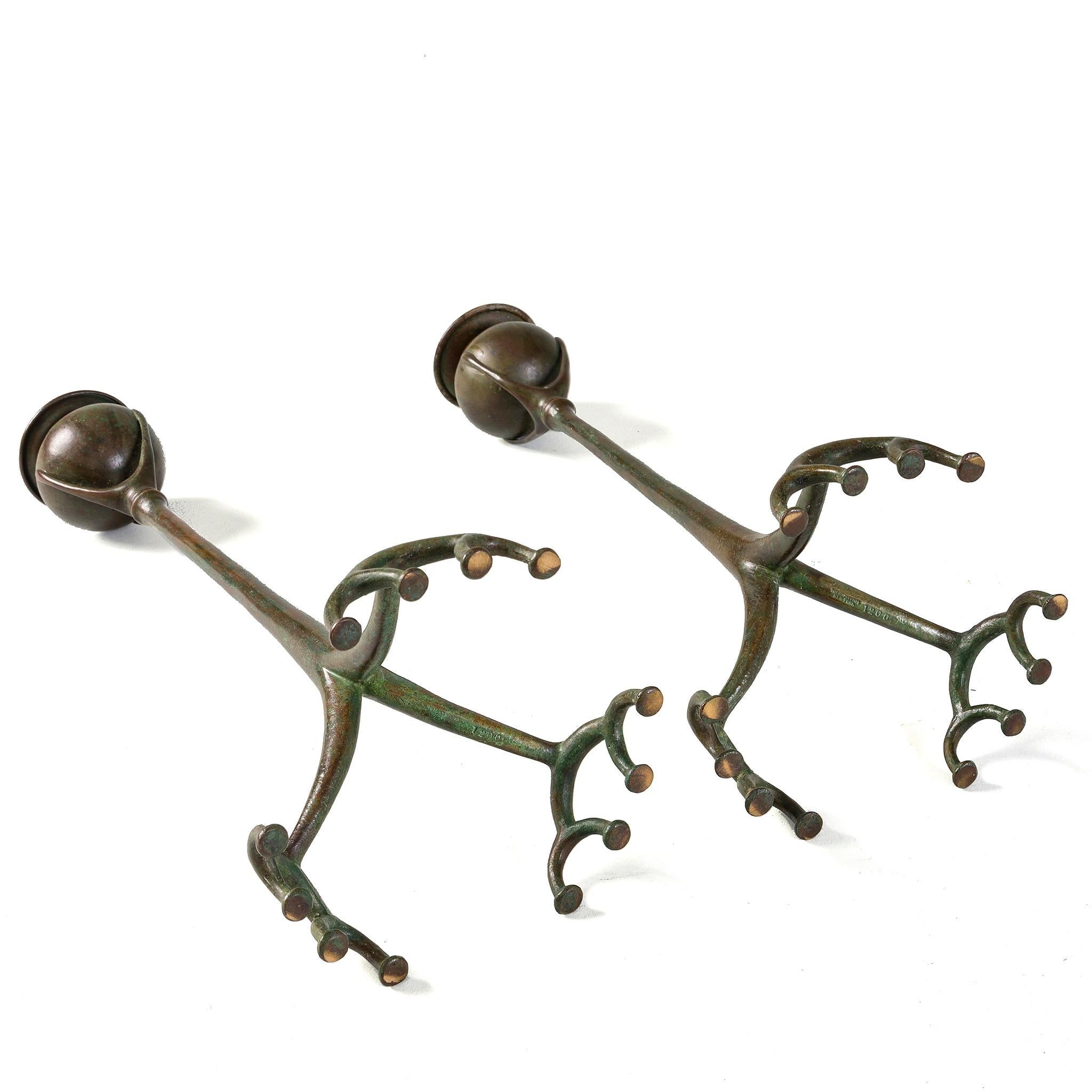 Painted Tiffany Studios New York Pair of 