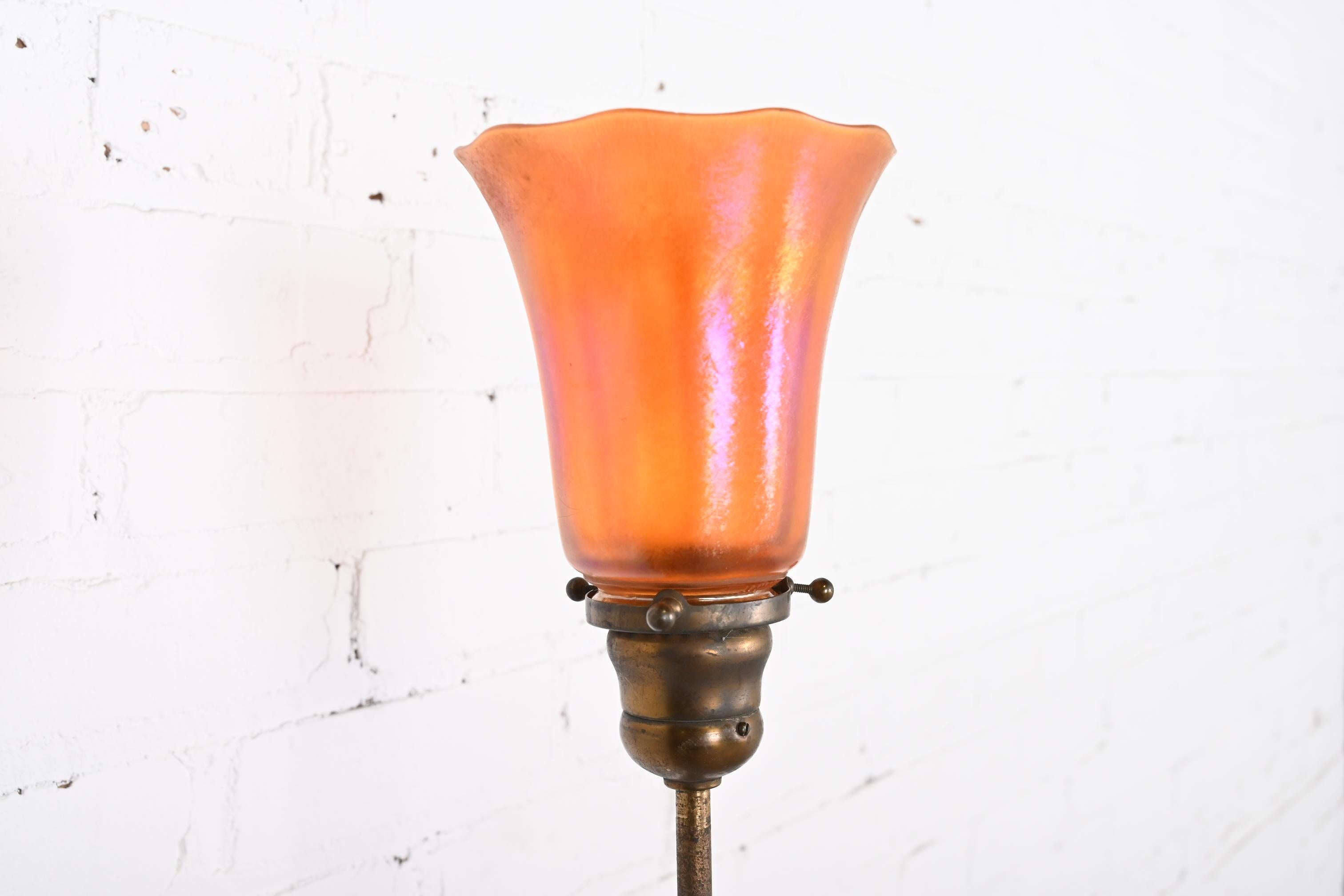 Tiffany Studios New York Patinated Gilt Bronze Adjustable Floor Lamp 1