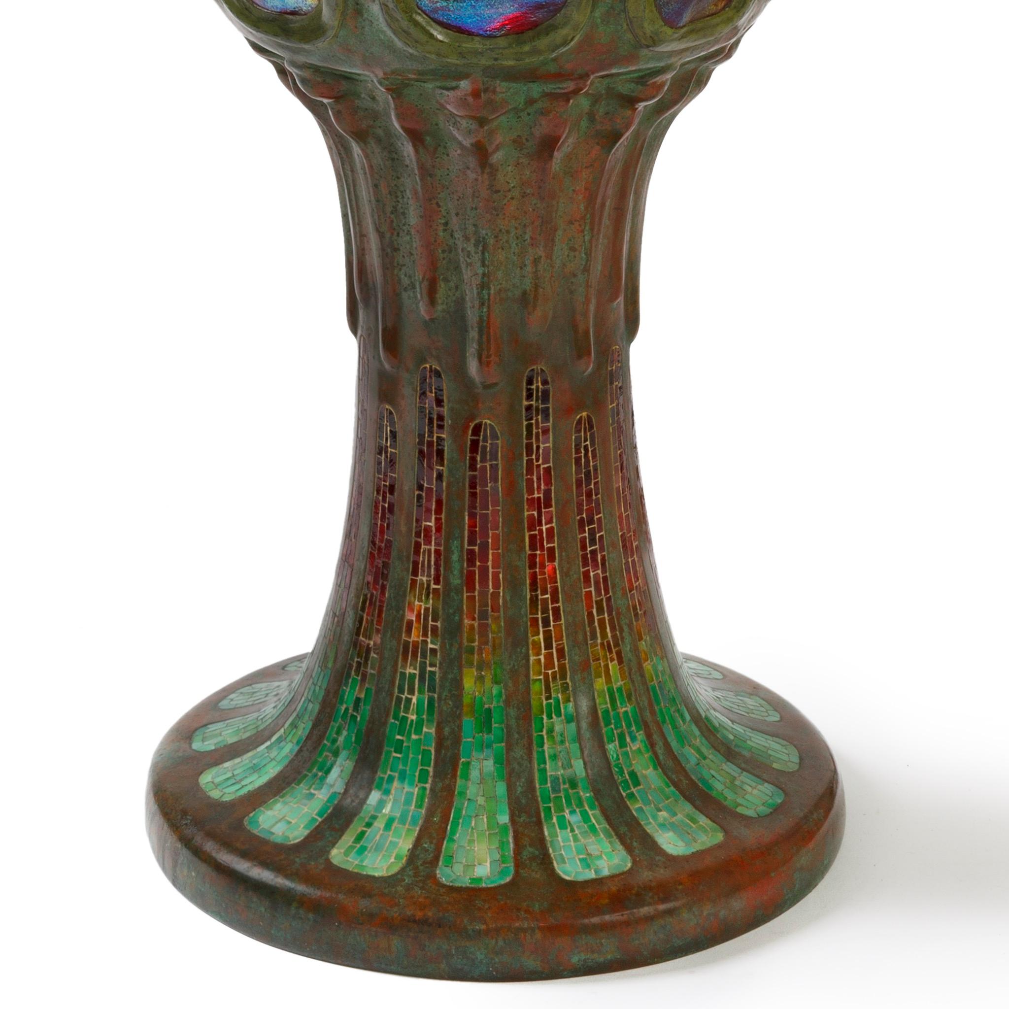 Bronze Tiffany Studios New York lampe de table « pivoine » en vente