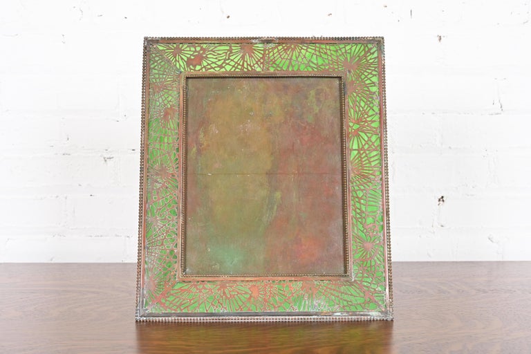 Tiffany Studios New York Pine Needle Bronze and Slag Glass Large
