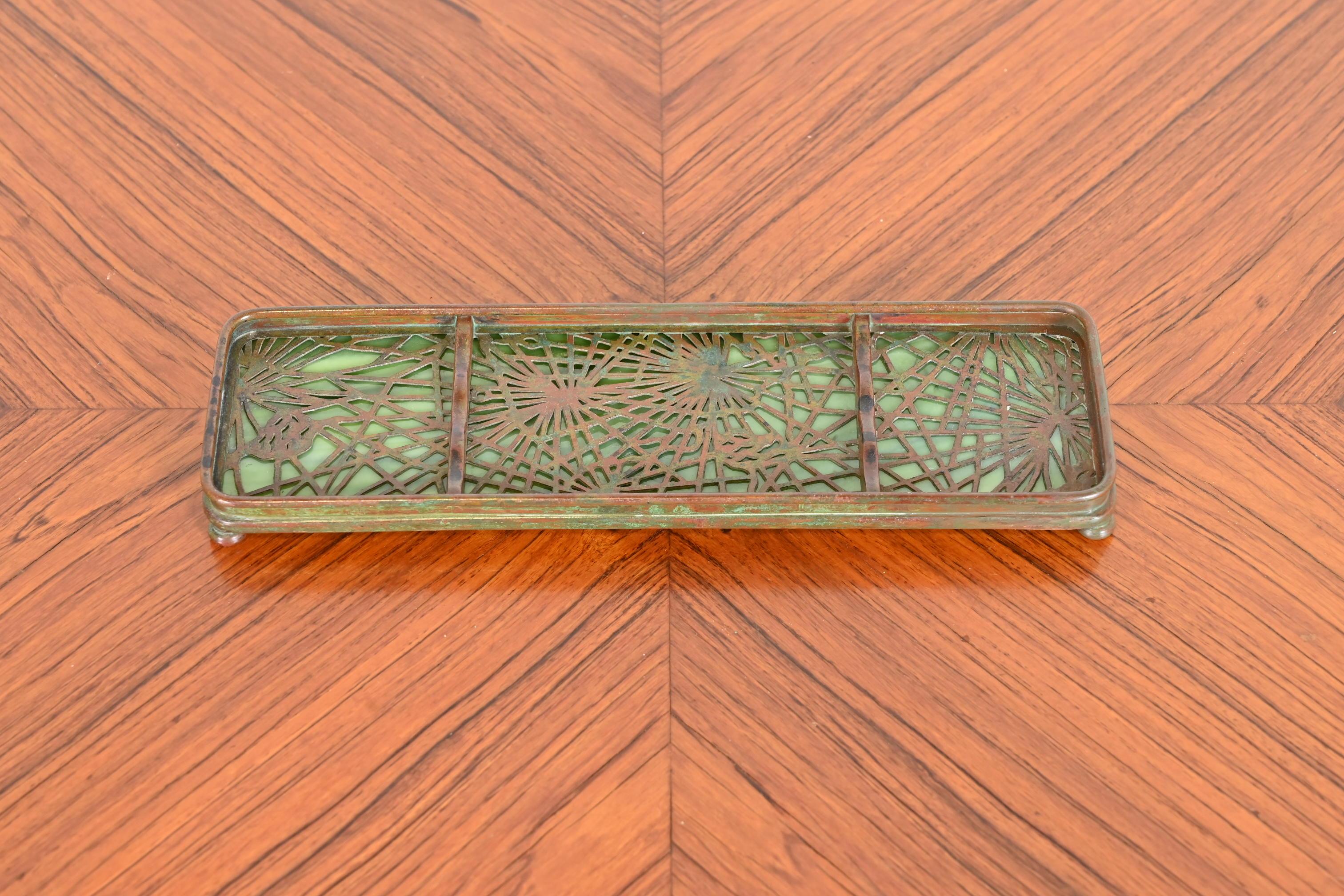 A gorgeous antique Art Nouveau pen tray

By Tiffany Studios

New York, USA, Early 20th Century

Measures: 9.5