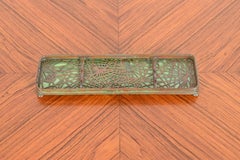 Tiffany Studios New York Pine Needle Bronze and Slag Glass Pen Tray, circa 1910