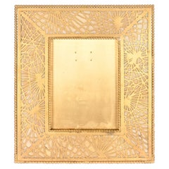 Tiffany Studios New York Pine Needle Bronze and Slag Glass Picture Frame