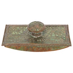 Tiffany Studios New York Pine Needle Bronze and Slag Glass Rocker Blotter