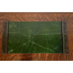 Tiffany Studios New York Pine Needle Bronze Blotter Ends With Leather Blotter