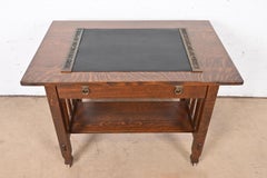 Tiffany Studios New York Pine Needle Bronze Blotter Ends With Leather Desk Pad