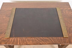 Tiffany Studios New York Pine Needle Bronze Blotter Ends With Leather Desk Pad