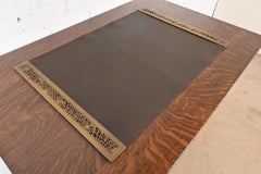 Tiffany Studios New York Pine Needle Bronze Blotter Ends With Leather Desk Pad