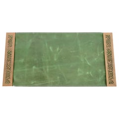 Tiffany Studios New York Pine Needle Bronze Blotter Ends con Desk Pad in Pelle