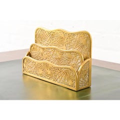 Tiffany Studios New York Pine Needle Bronze Doré and Favrile Letter Rack