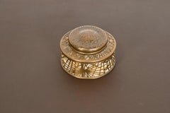 Tiffany Studios New York Pine Needle Bronze Doré and Slag Glass Inkwell