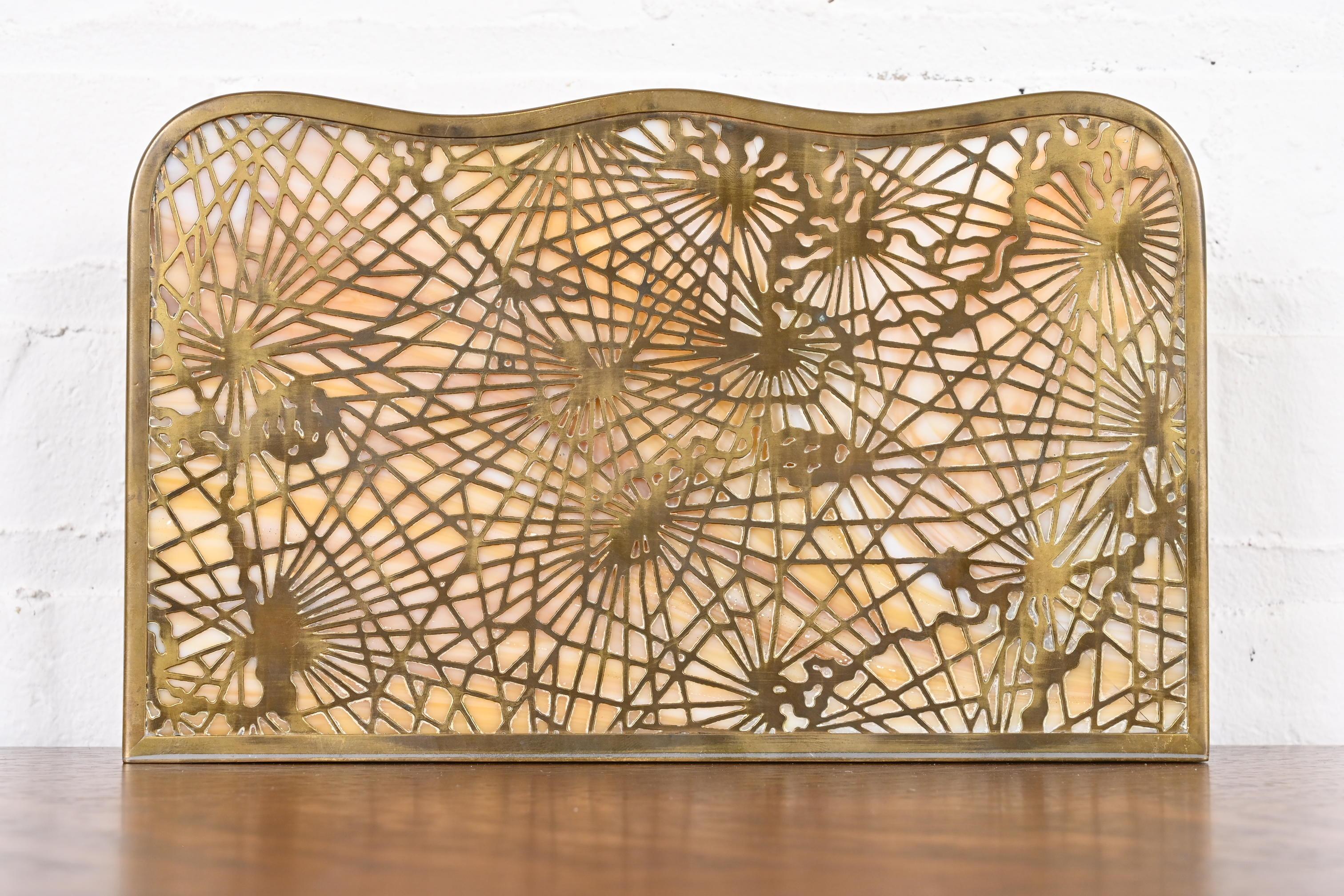 Tiffany Studios New York Pine Needle Bronze Doré and Slag Glass Letter Rack 2