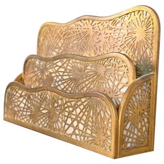 Tiffany Studios New York Pine Needle Bronze Doré and Slag Glass Letter Rack