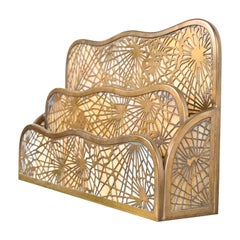 Tiffany Studios New York Pine Needle Bronze Doré and Slag Glass Letter Rack