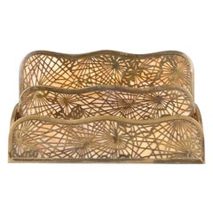 Tiffany Studios New York Pine Needle Bronze Doré and Slag Glass Letter Rack
