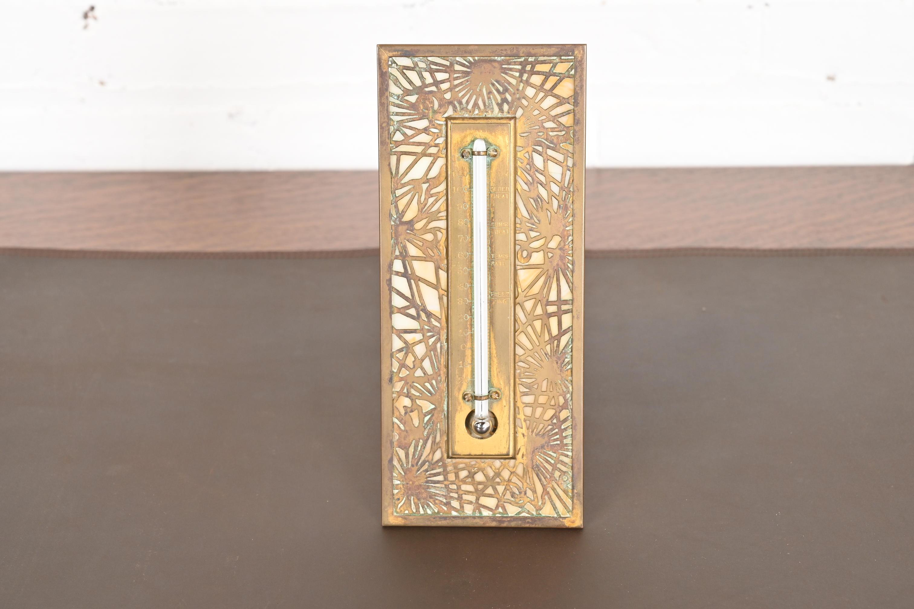 A gorgeous antique Arts & Crafts or Art Deco period gilt bronze and slag glass 