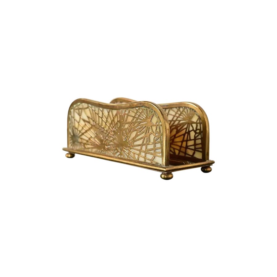 Tiffany Studios New York Pine Needle Bronze Doré Letter Rack