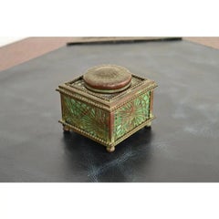 Tiffany Studios New York Pine Needle Bronze Inkwell, Circa 1910