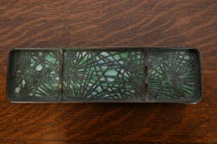 Tiffany Studios New York Pine Needle Pattern Bronze and Slag Glass Pen Tray