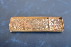 Tiffany Studios New York Pine Needle Pattern Bronze Doré and Slag Glass Pen Tray