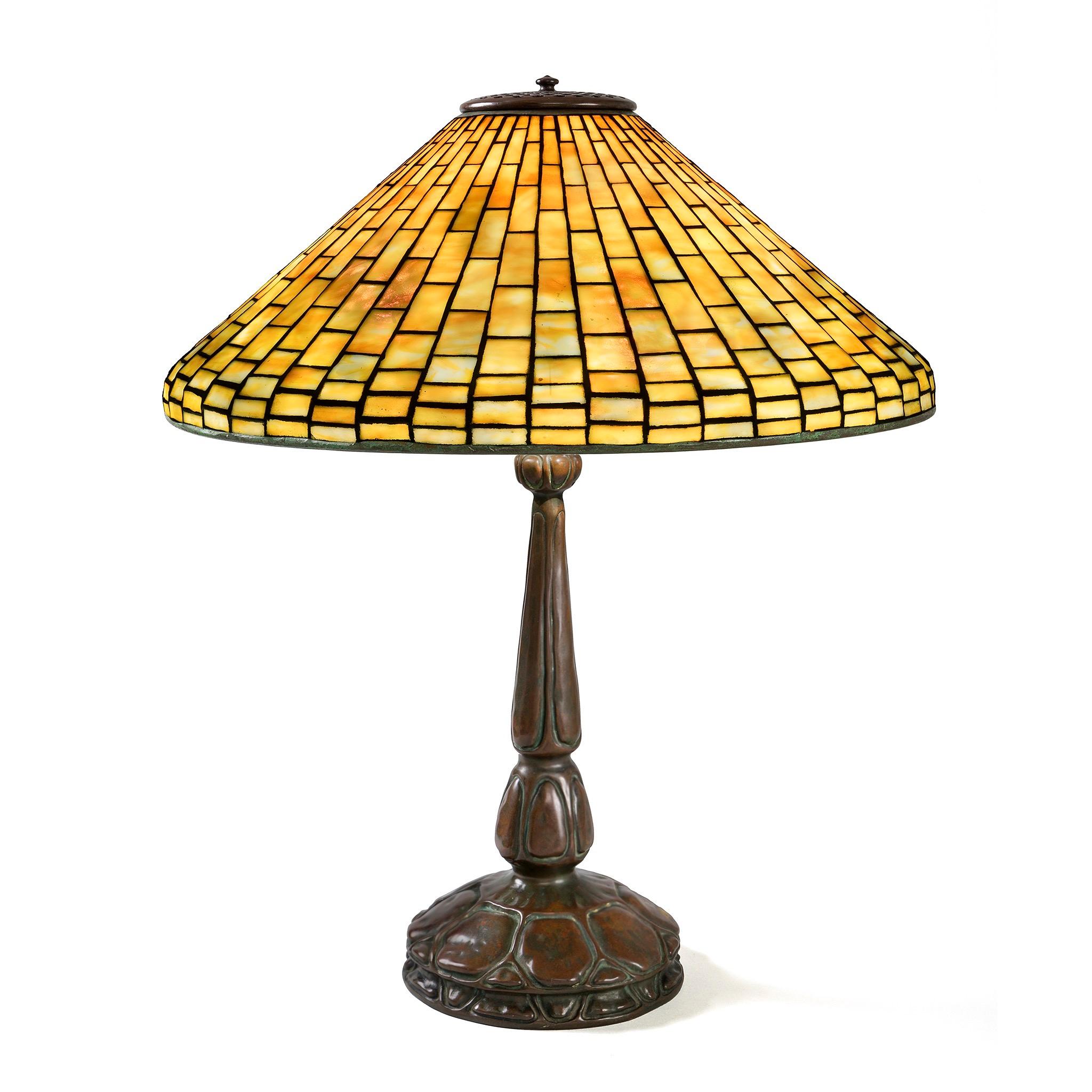 Américain Lampe de bureau Plain Squares, Tiffany Studios New York en vente