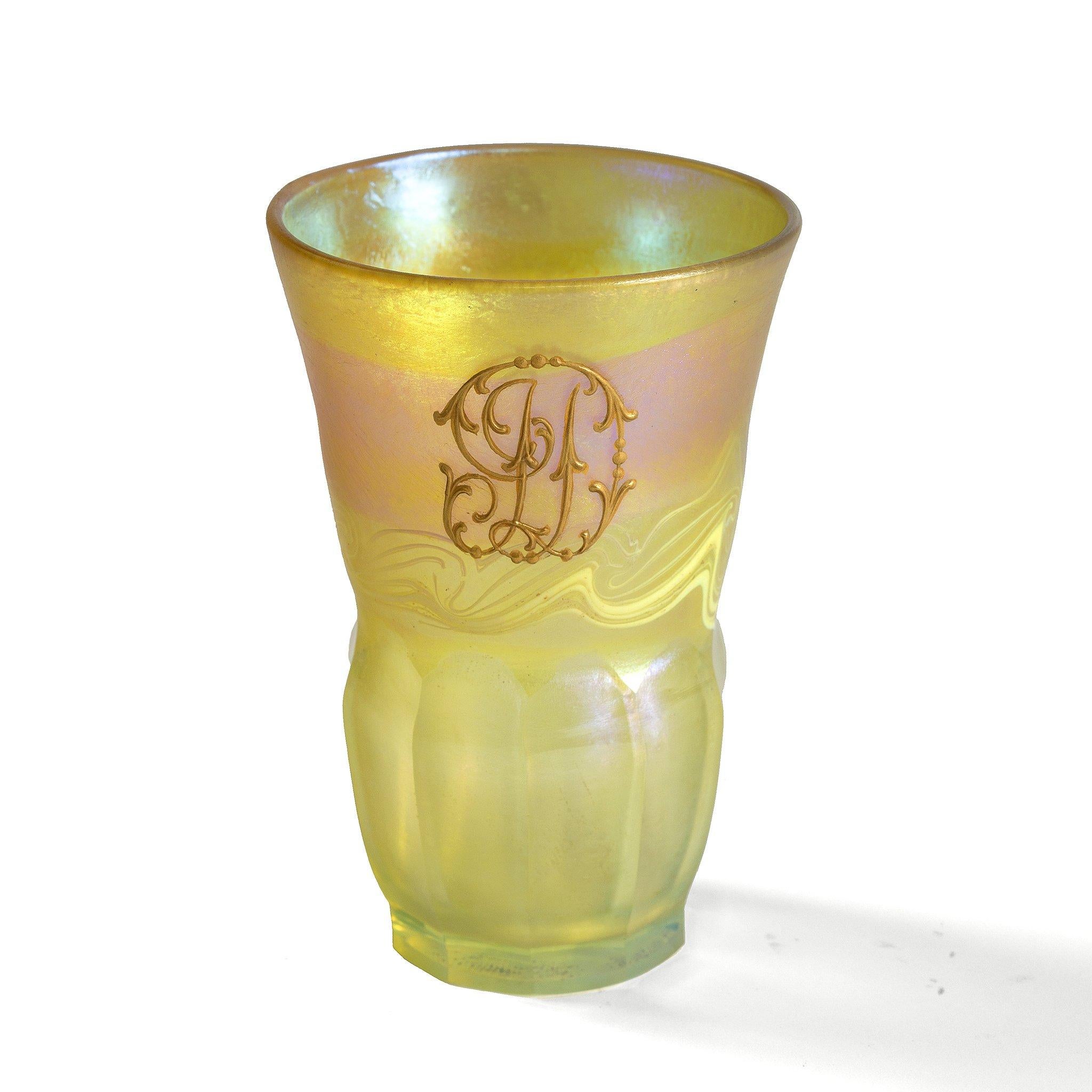 Art Nouveau Tiffany Studios New York Set of Favrile Glass Cups and Cordials For Sale