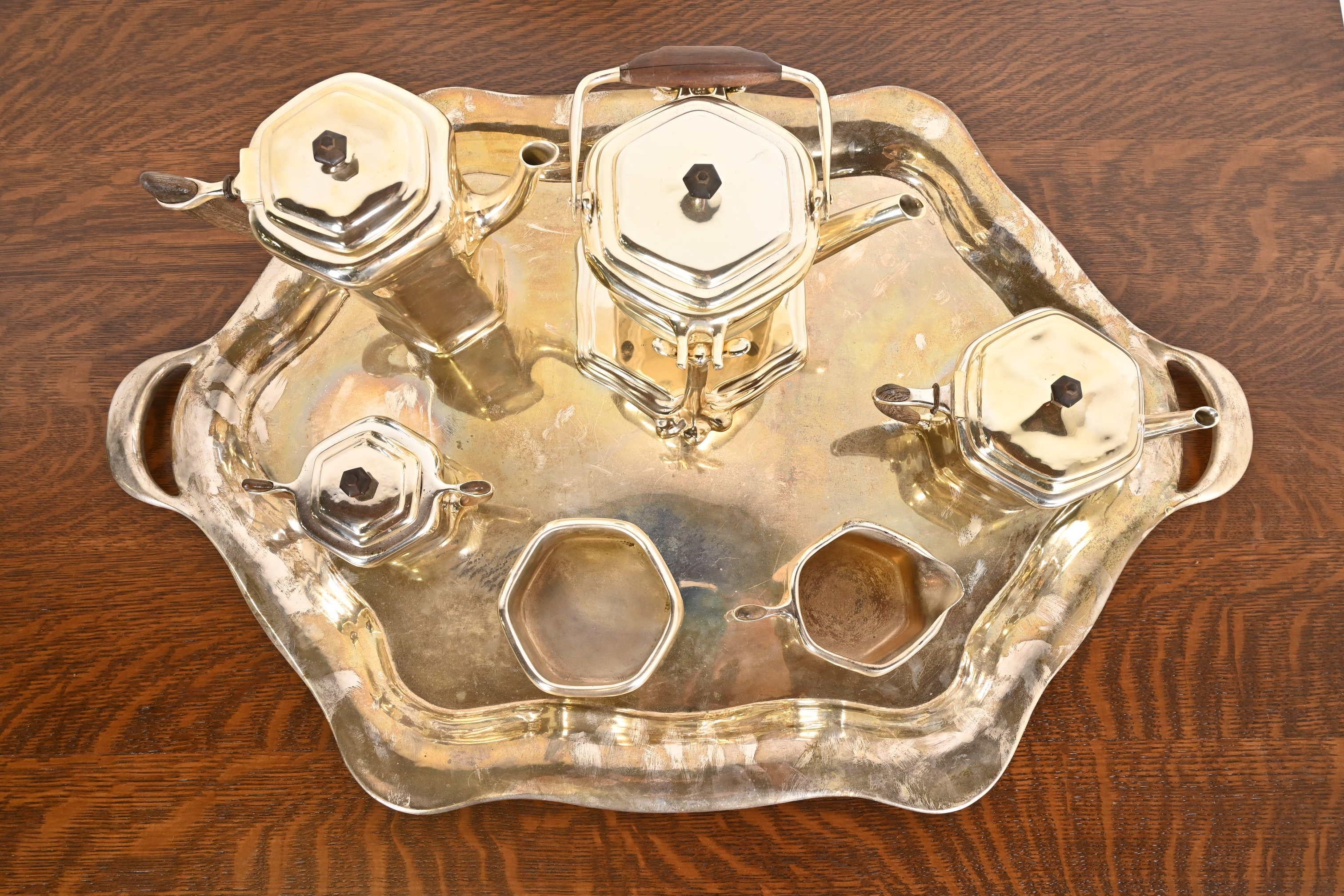 Tiffany Studios New York Silver Plate Coffee or Tea Service Set, Circa 1910 6