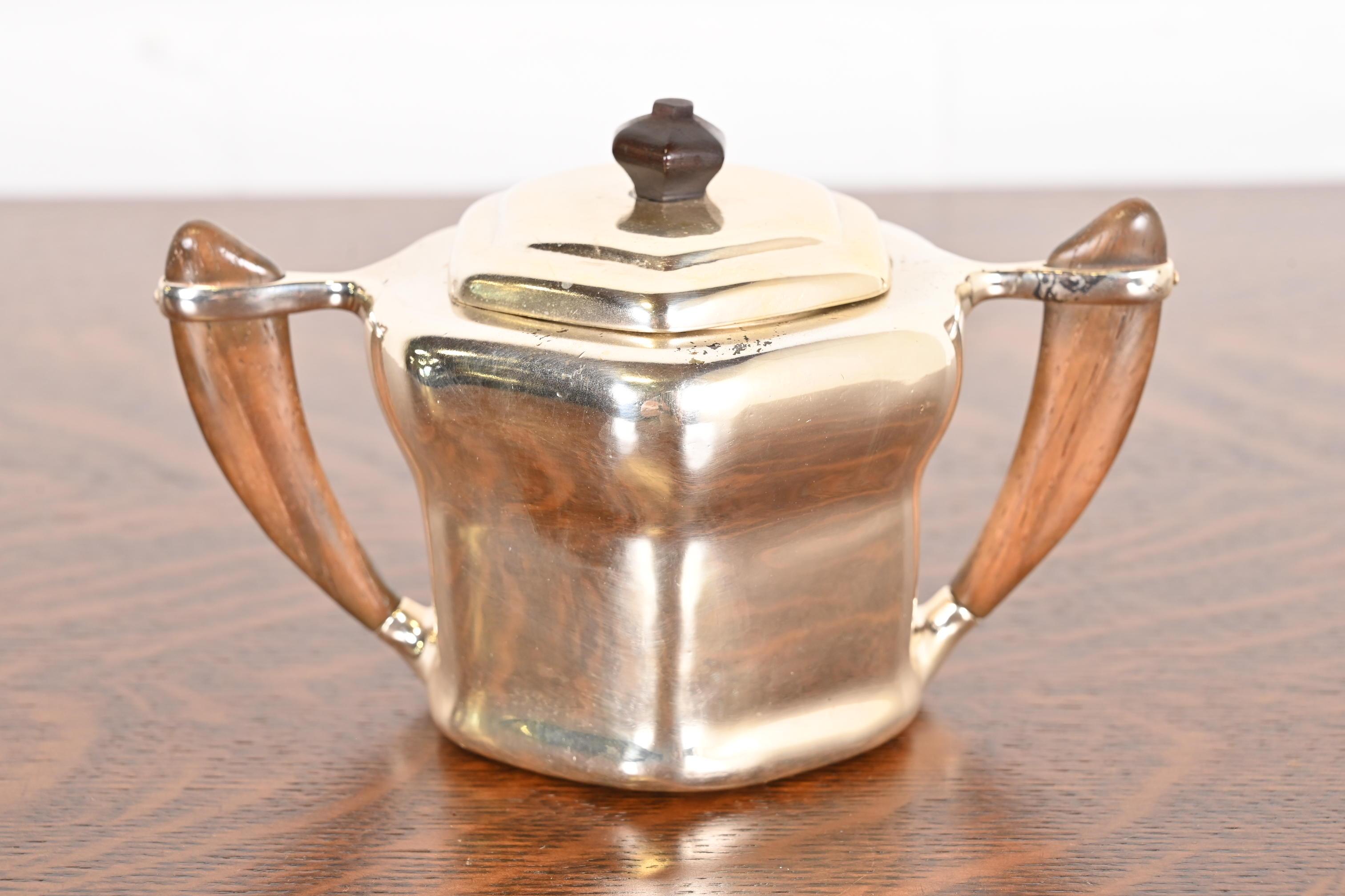 Copper Tiffany Studios New York Silver Plate Coffee or Tea Service Set, Circa 1910