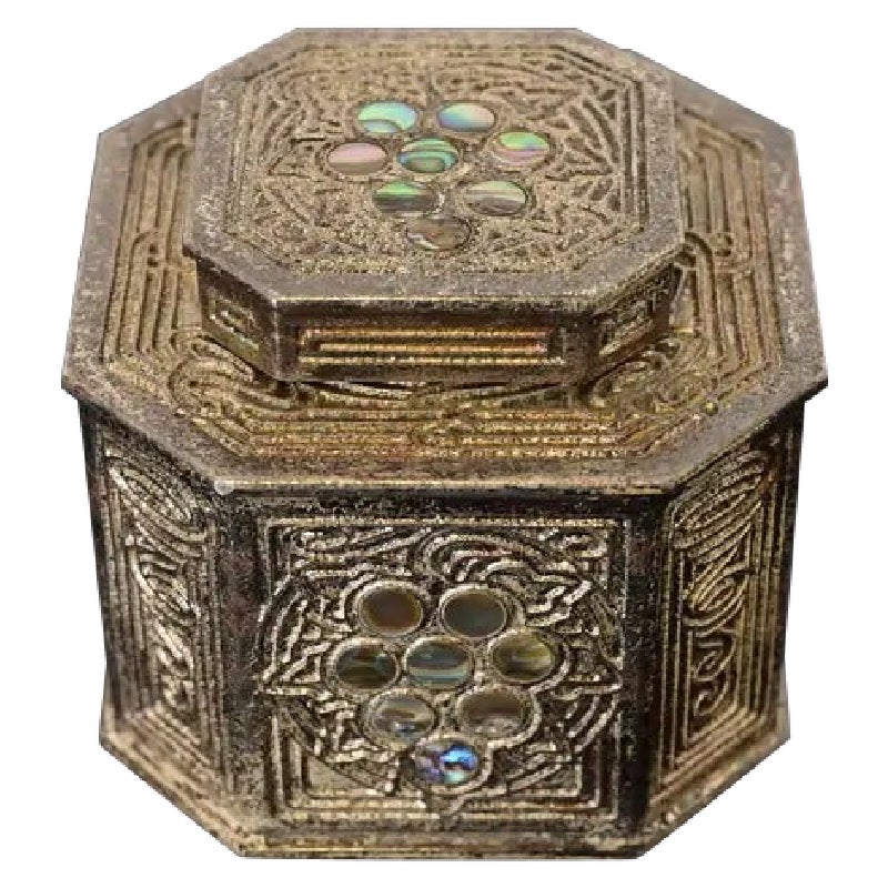 Tiffany Studios New York Silvered Bronze and Abalone Inkwell For Sale