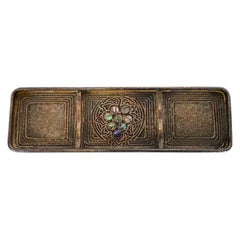 Tiffany Studios New York Silvered Bronze and Abalone Pen Tray