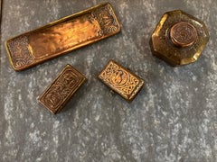 Tiffany Studios New York Six Piece Brass Zodiac Desk Set, Circa 1900