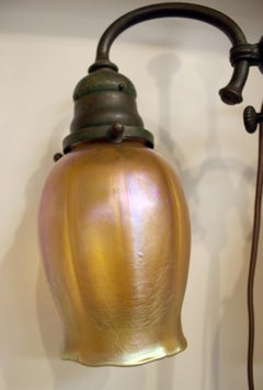 Tiffany Studios New York Student Lamp Signed Bronze Base and Artglass Globes