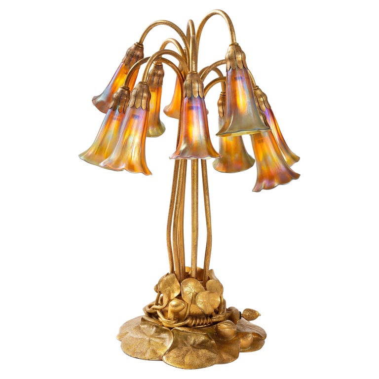 Tiffany Studios New York "Ten Light Lily" Table Lamp For Sale