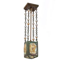 Lampadario Tiffany Studios New York "Turtleback" Lanterna a piastrelle in bronzo