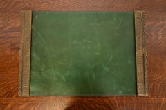 Tiffany Studios New York Venetian Bronze Blotter Ends With Leather Desk Blotter