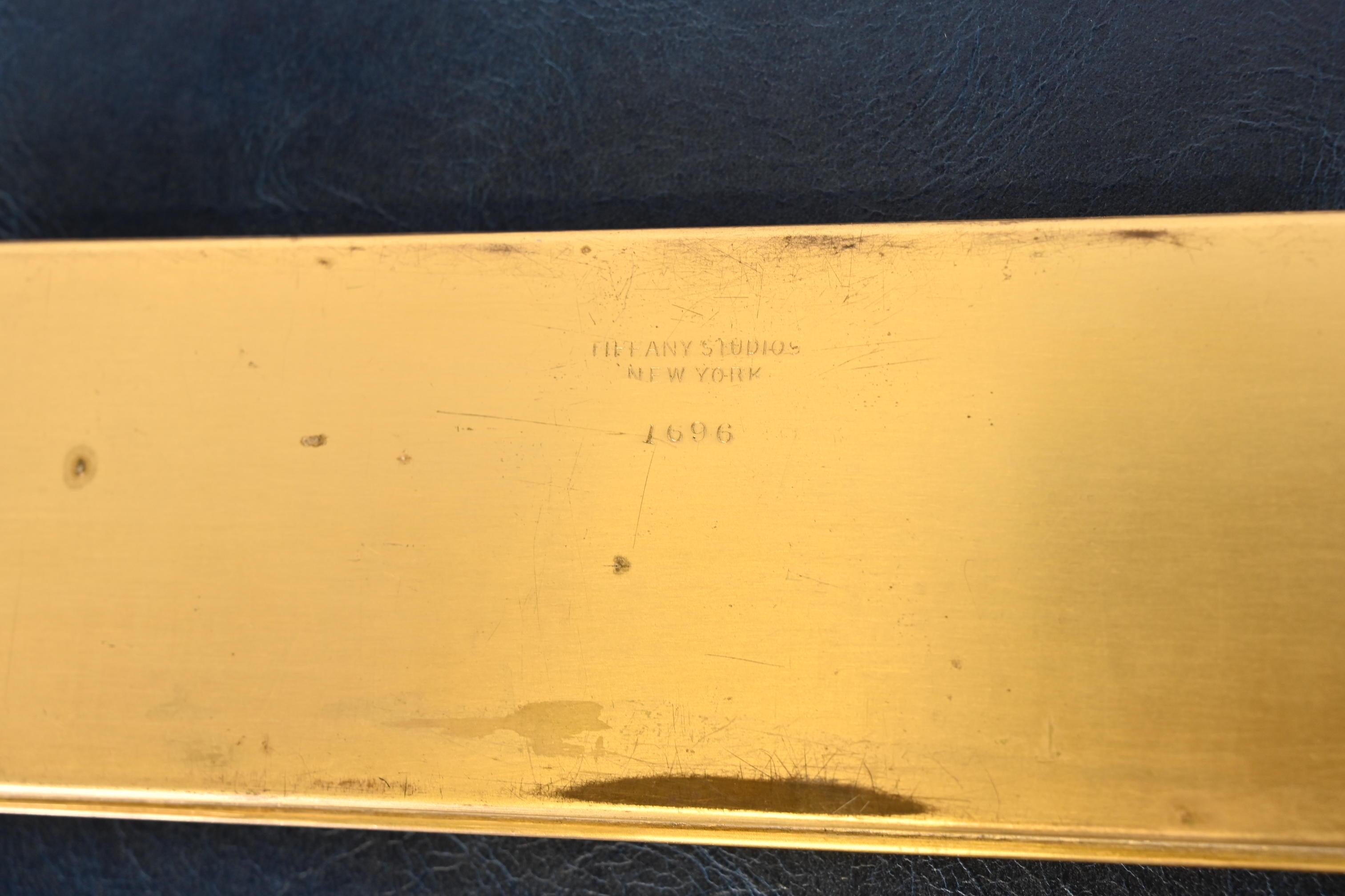 Tiffany Studios New York venezianische Bronze Doré Blotter endet mit Leder Schreibtischunterlage im Angebot 6