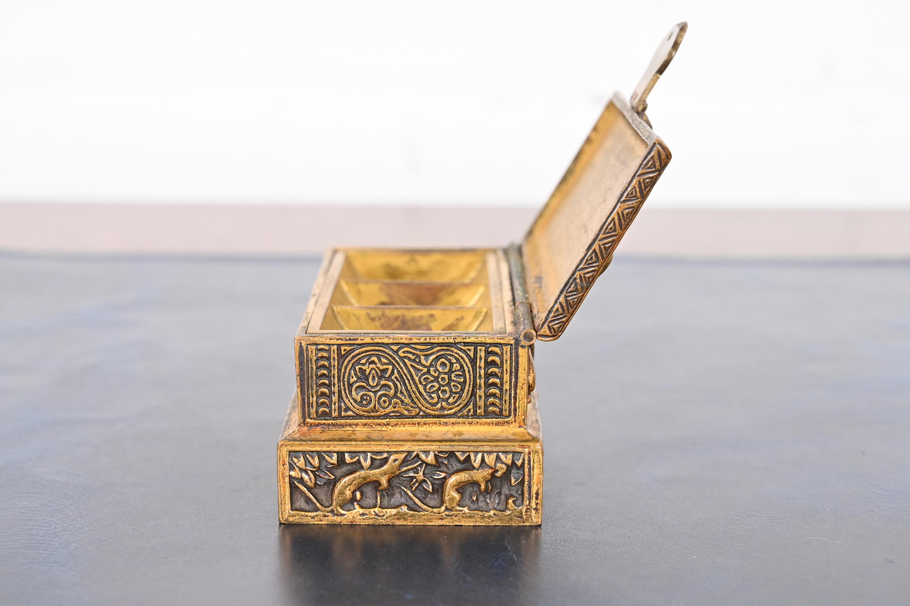 Tiffany Studios New York Venetian Bronze Stamp Box For Sale 5