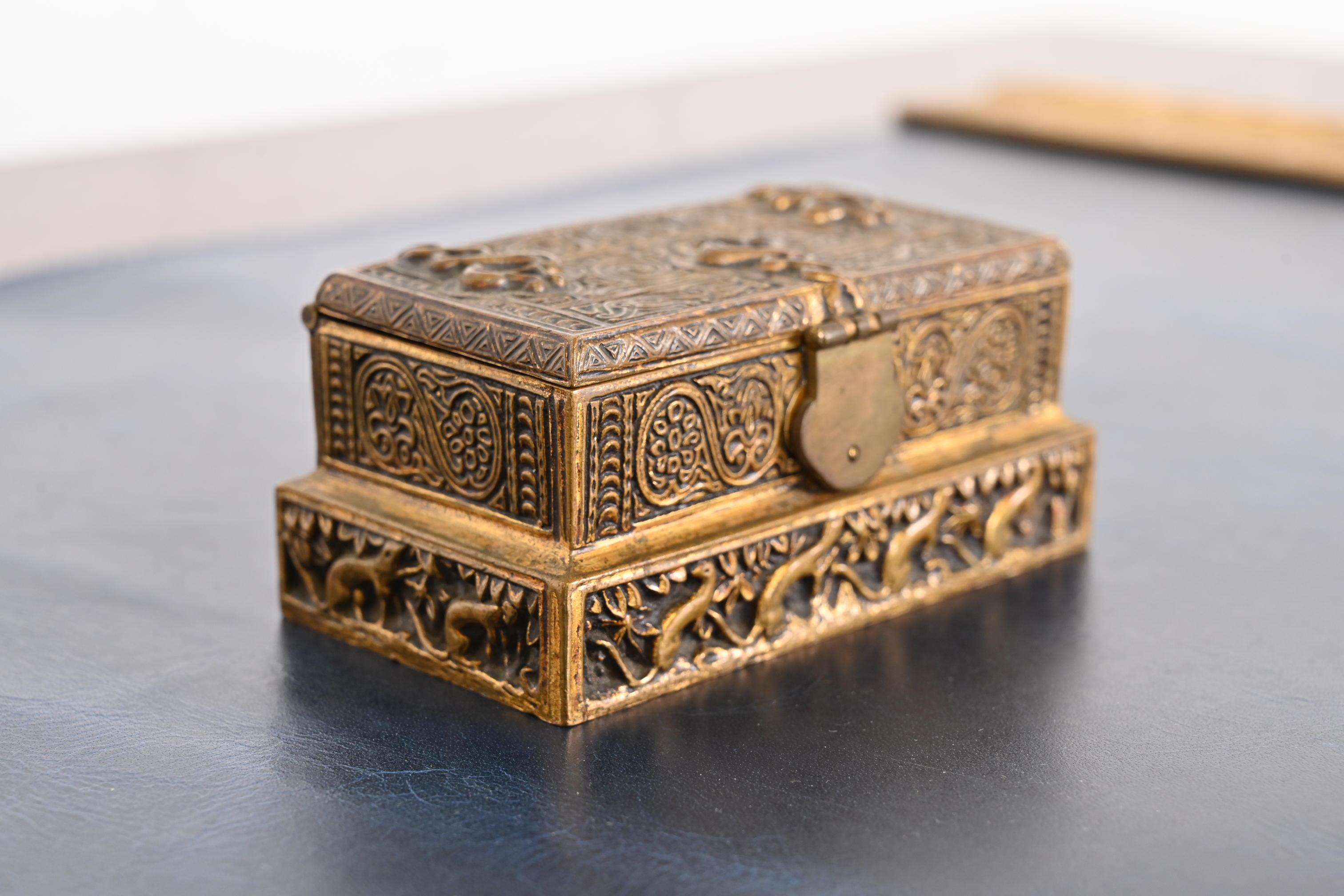 20th Century Tiffany Studios New York Venetian Bronze Stamp Box For Sale